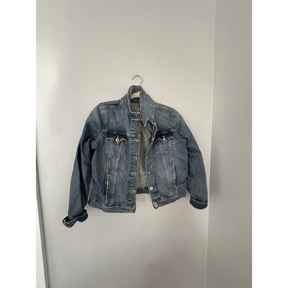 Denizen Levis Trucker Jacket Womens Large Blue Denim Jean Button Up Grunge City - Picture 1 of 9